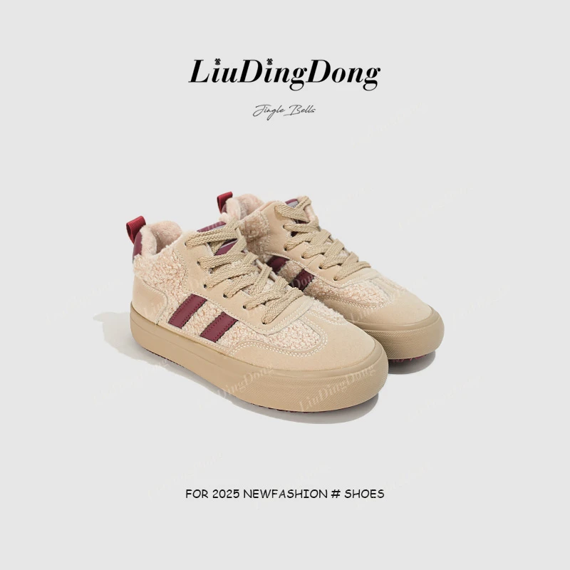 【刘叮咚女鞋】冬季女鞋保暖棉鞋女2025新款加绒高帮加厚毛毛二棉鞋