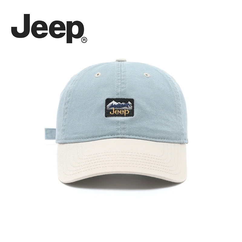 Jeep秋冬季大头围显脸小帽山峰个性拼色刺绣棒球帽户外遮阳鸭舌帽