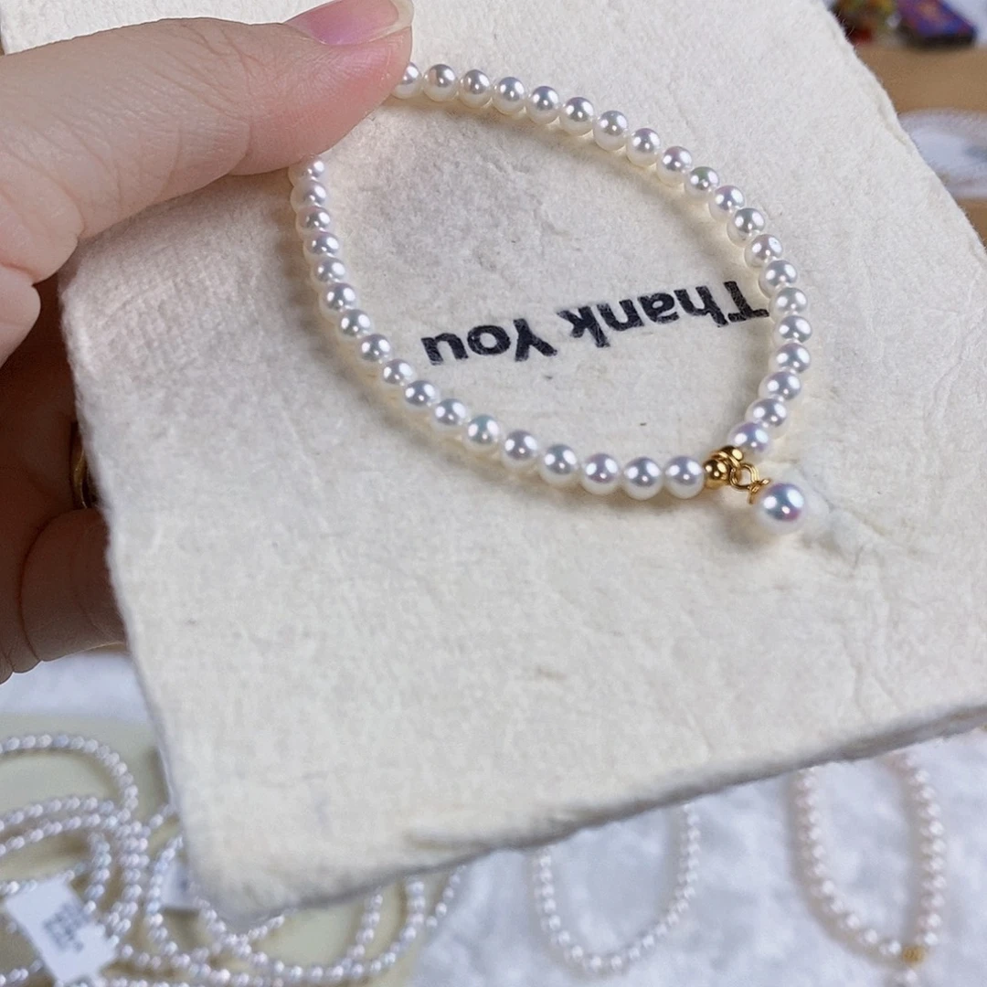 手绳银S925镶嵌淡水珍珠