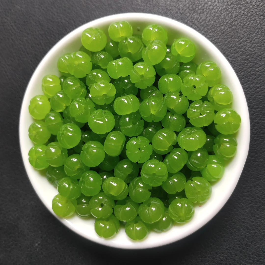 【散珠批发】W3046苹果绿五瓣花8*4MM*10颗