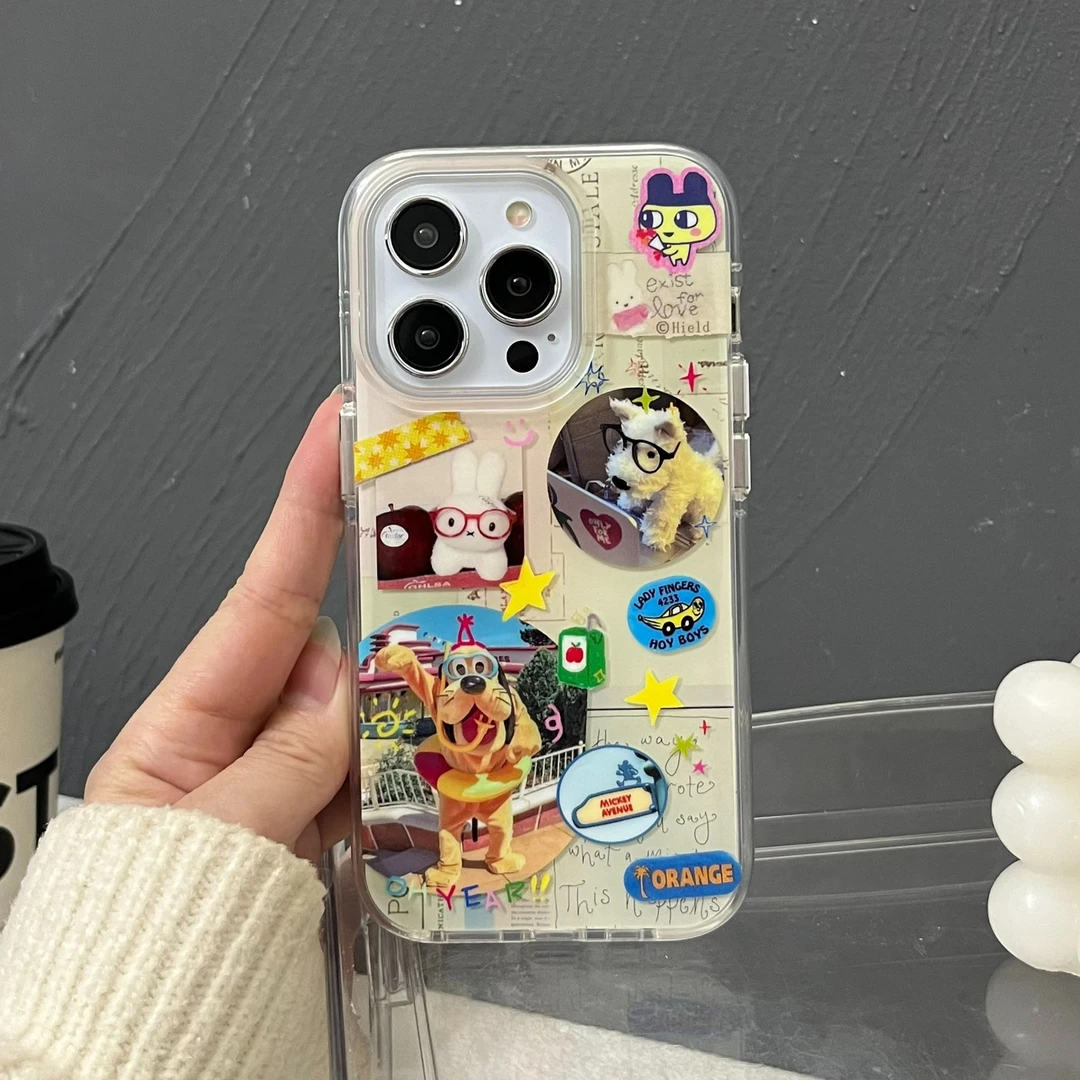 趣味插画小狗适用苹果16promax双层手机壳iphone15全包防摔13女14