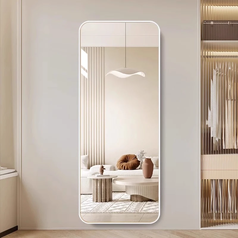 奶油风全身镜子贴墙自粘穿衣镜挂墙定制贴墙上的免打孔试衣镜家用