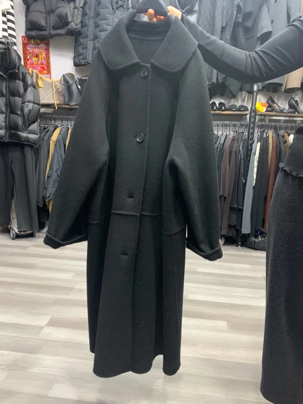 双面羊毛大衣女秋冬中长款宽松休闲韩版外套