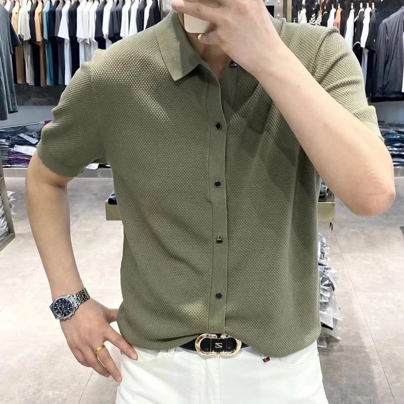 【高档轻奢】高级感男士夏季纯色夏季款男士时尚商务休闲短袖Polo衫