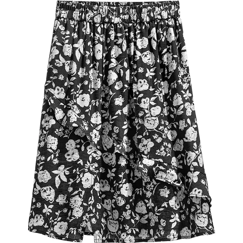 丝柏舍2025秋季新款女文艺中长款高腰松紧腰碎花半身裙S52R1931BS