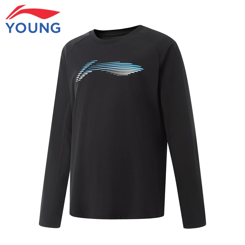 李宁童装儿童长袖T恤男大童新款青少年弹力运动训练速干上衣9019