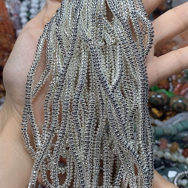 玛瑙/玉髓未镶嵌珠宝半成品黑胆石卡4mm（2条）
