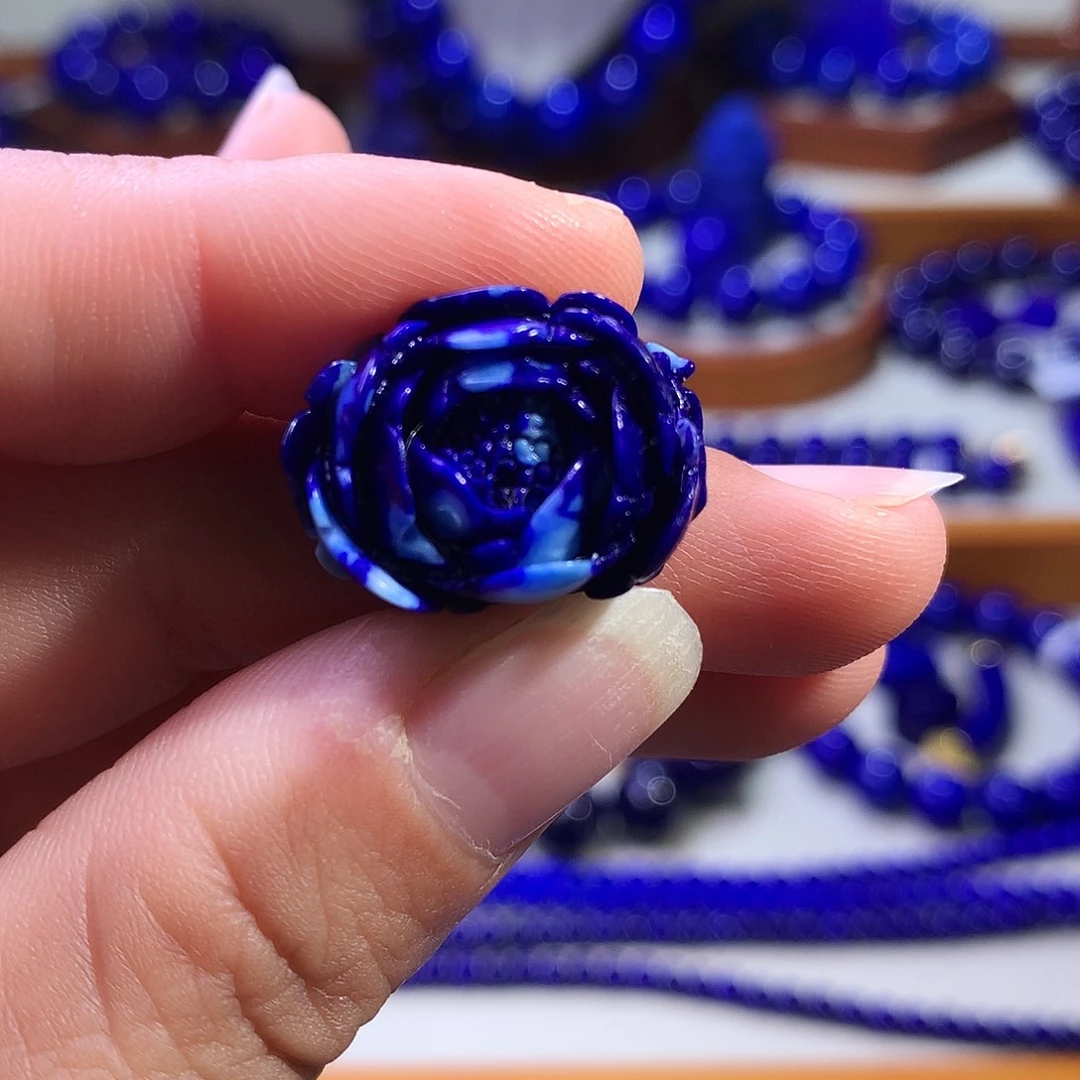 青金石未镶嵌吊坠(不含链)20.8*15.7m稀少特色牡丹花