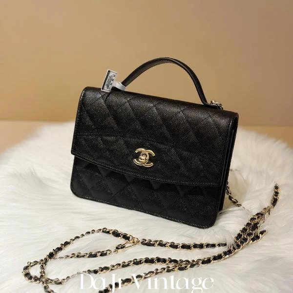 大吉中古/Chanel香奈儿25C黑金双肩包