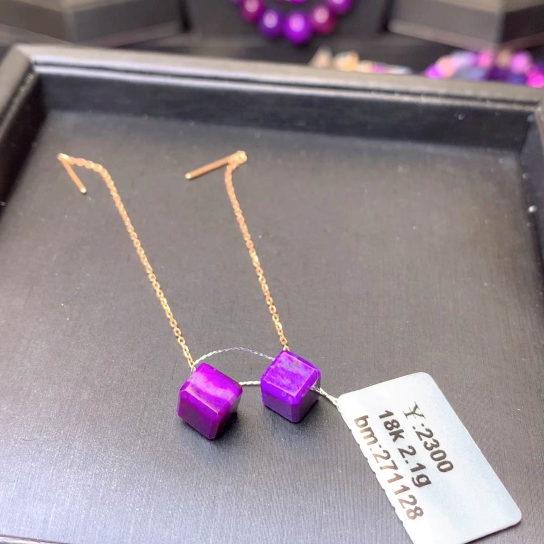 ****姐苏纪石（舒俱来）18K金镶嵌耳饰