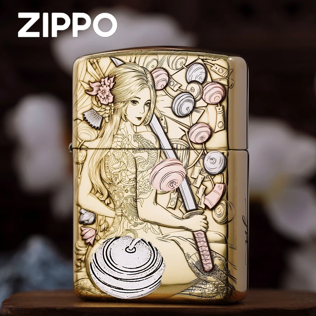 ZIPPO打火机正品/黄铜盔甲鹰皇刀女双面浮雕【凯亚】DYJ1