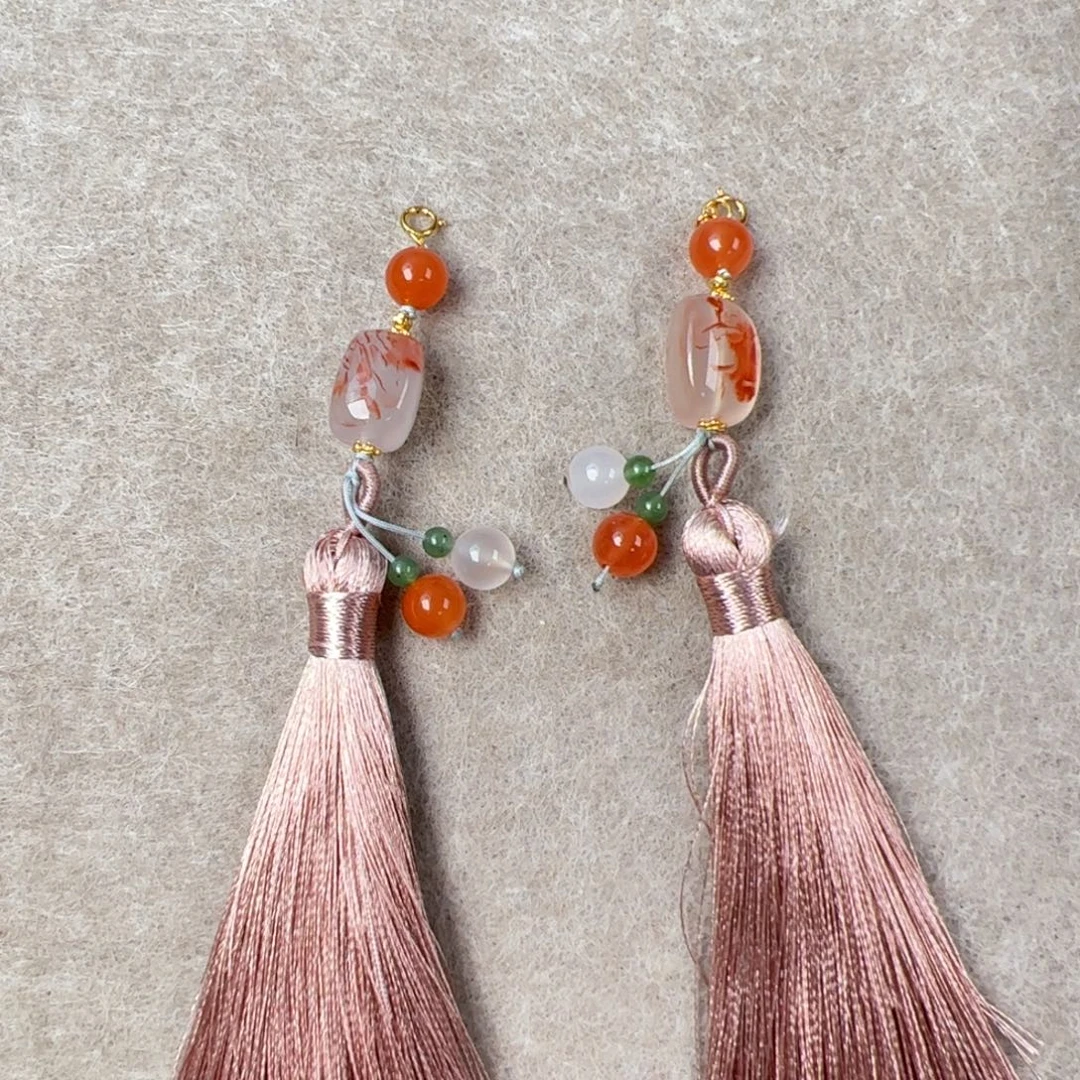 南红玛瑙银S925镶嵌（万能扣挂饰10mm发一