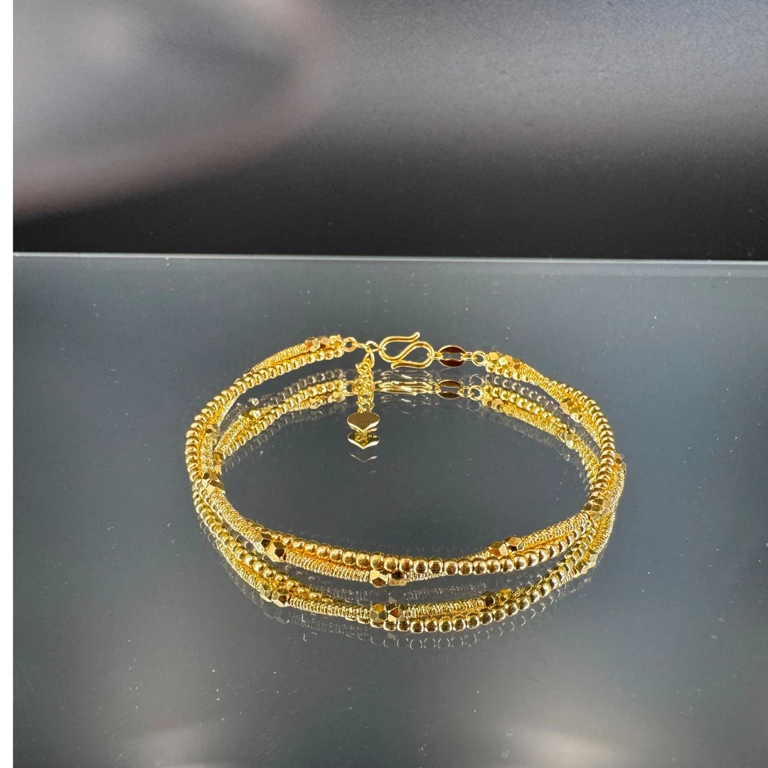 足金999 黄金 爆闪蹦迪珠双层手链