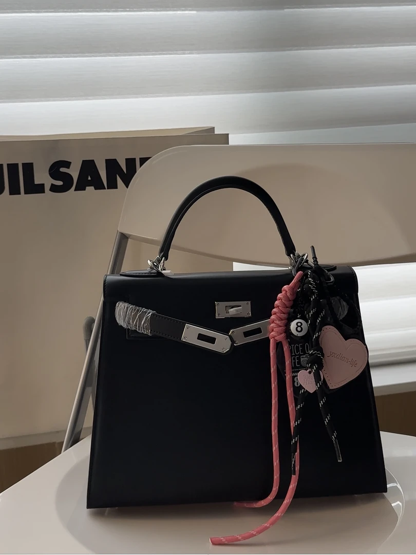 【30cm凯莉】黑色凯莉包真皮女包新款手提单肩斜挎包女