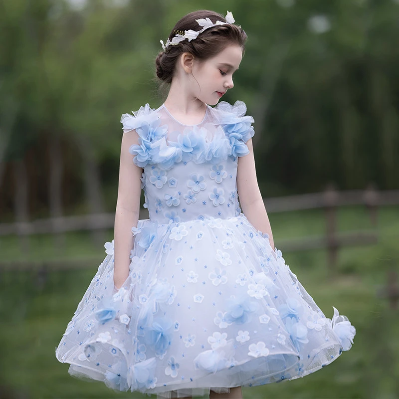 女童主持人绝美裙子高端轻奢小众生日礼服儿童钢琴演奏晚礼服短款