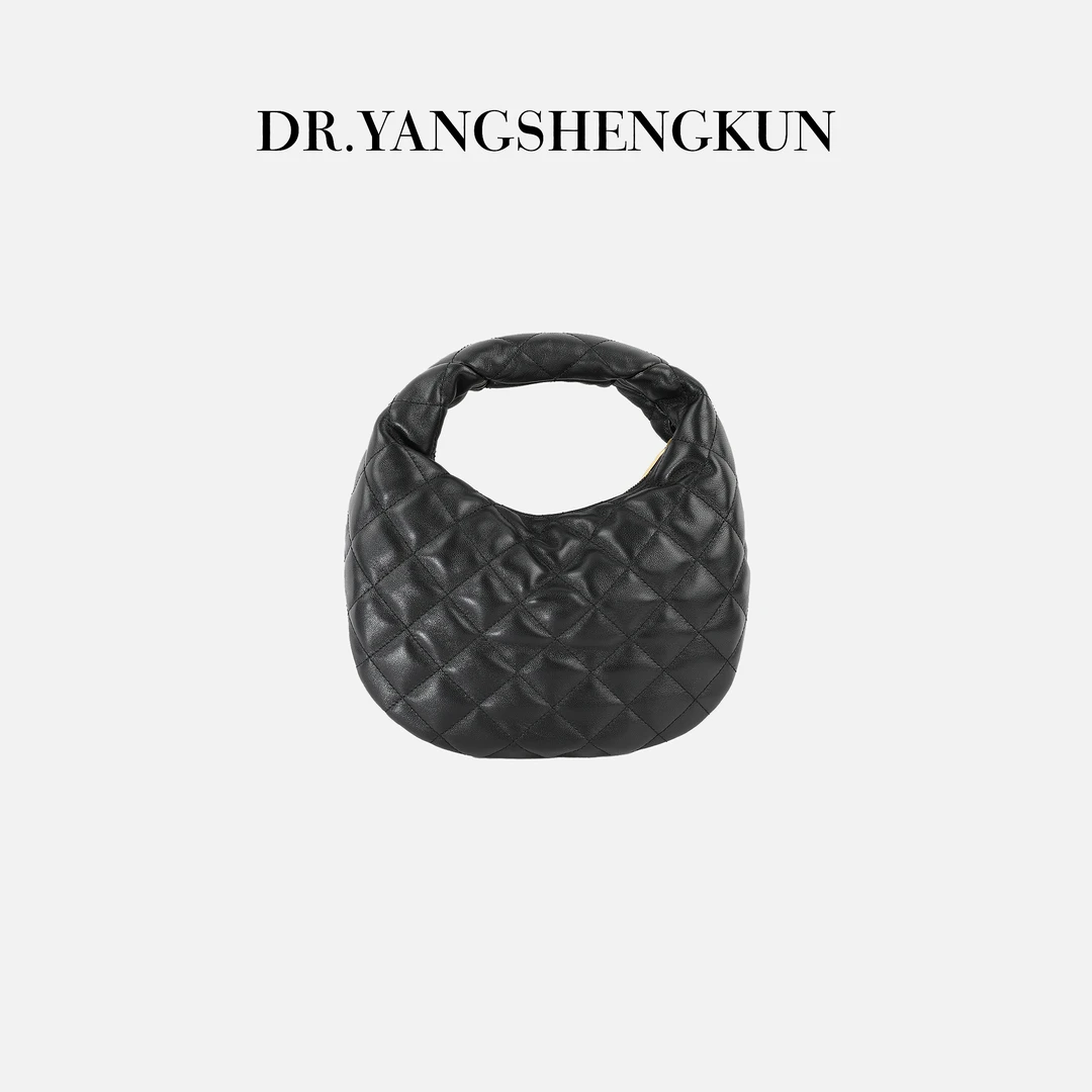 杨圣坤2025新品羊皮菱格半月手提包可颂包单肩斜挎包B2510227