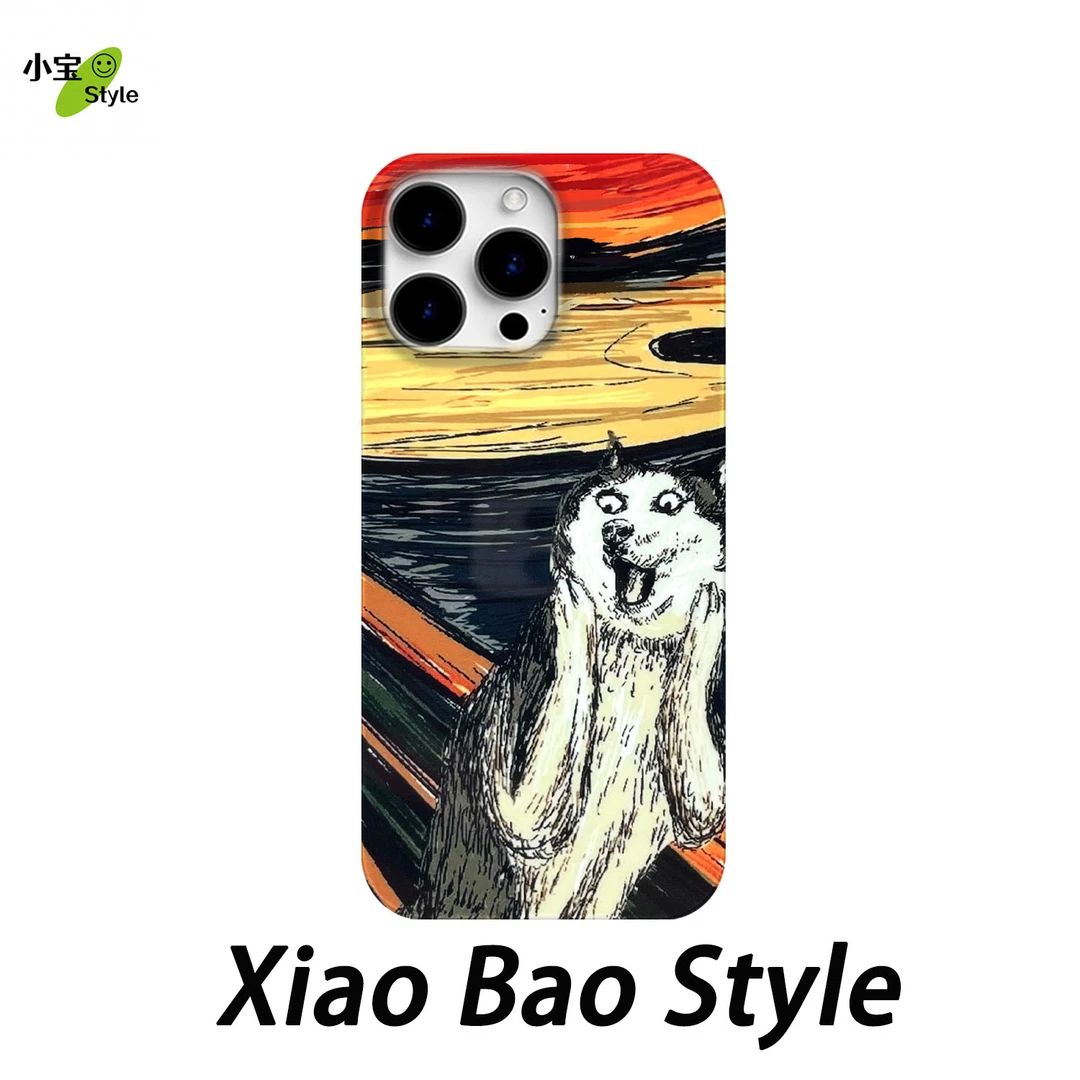 油画二哈适用苹果15pro手机壳16promax个性14搞怪13/12趣味11小众
