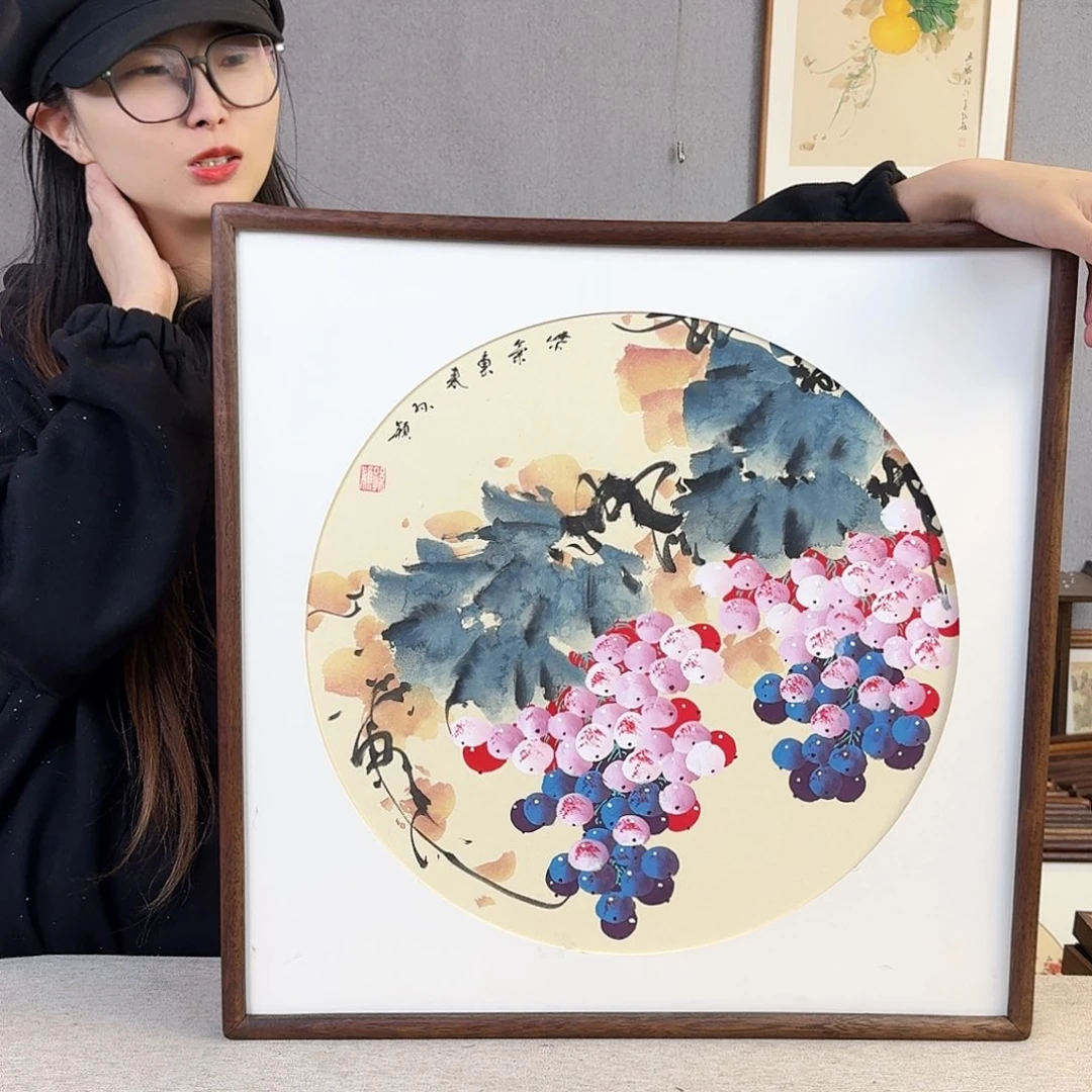 书法手绘带框尺寸： 53*53