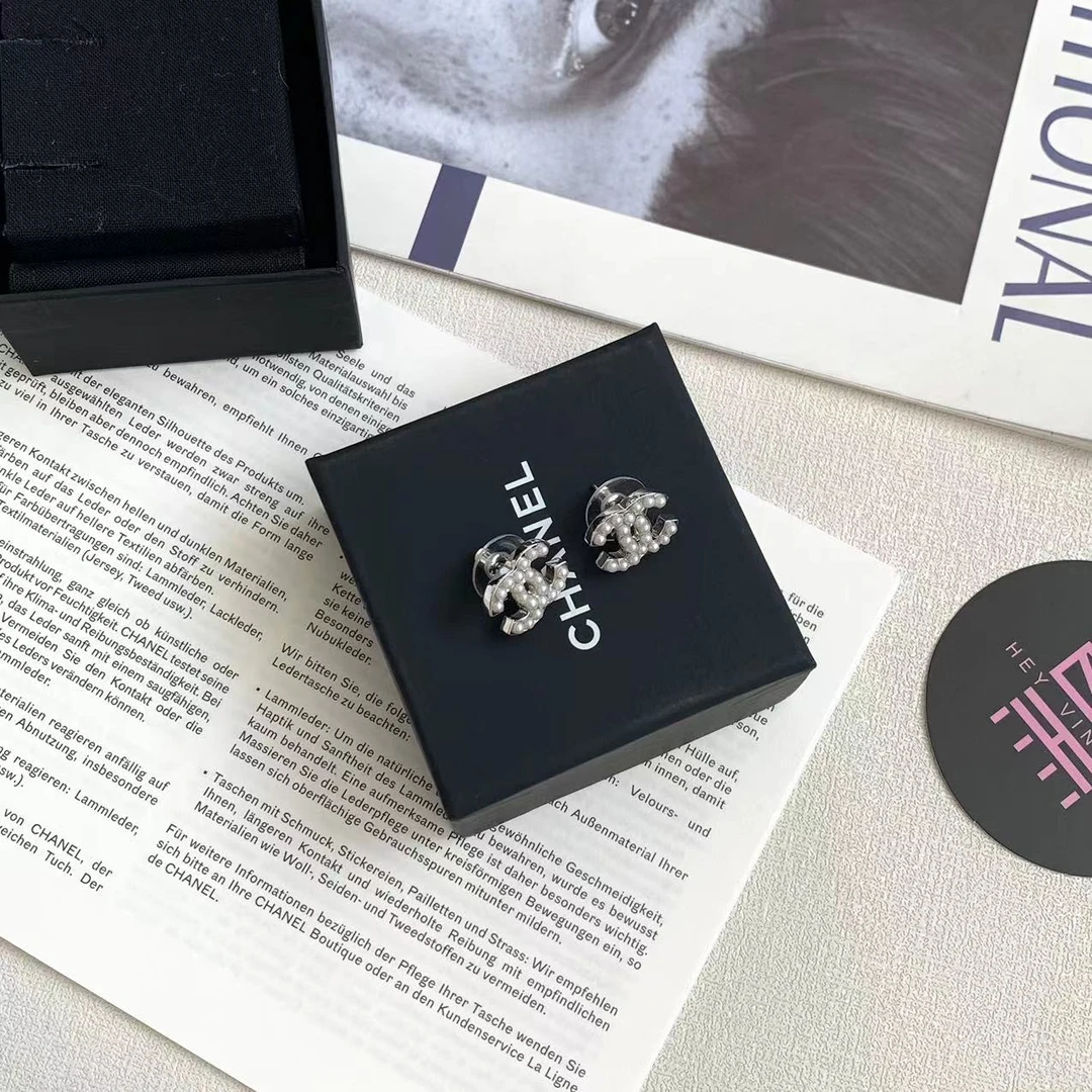 95新 Chanel/香奈儿 珍珠双C耳钉06V 13898310