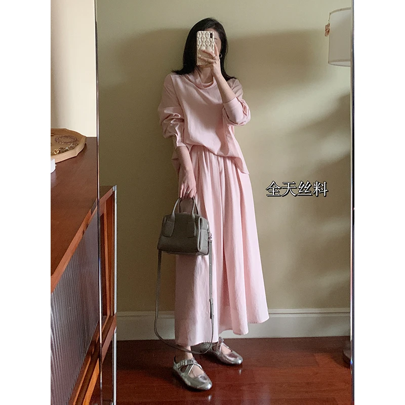 花总吖【悉尼假期】早春新款全天丝荡领衬衫+A摆半身裙R425A01688