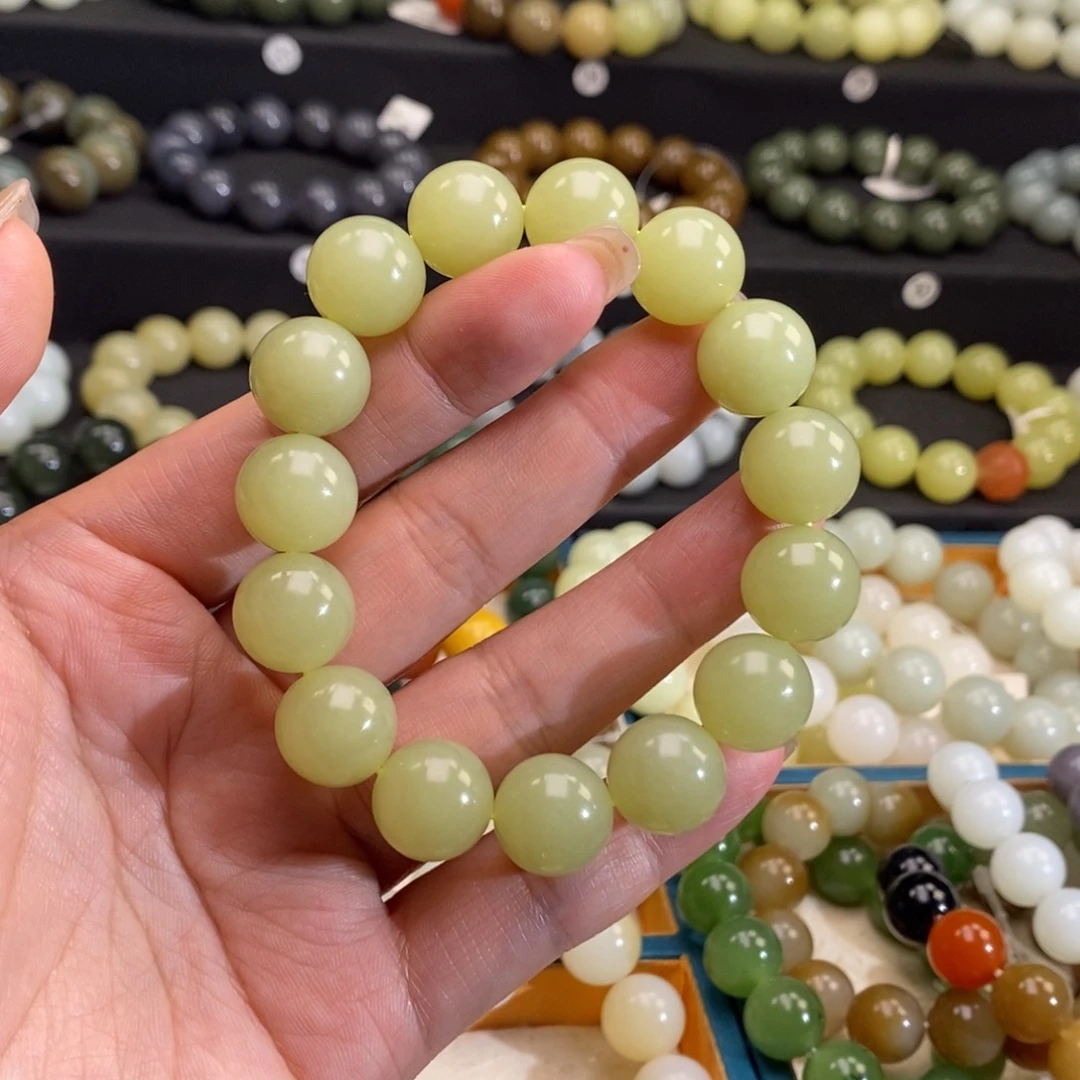 和田玉手链 14MM未镶嵌若羌黄口