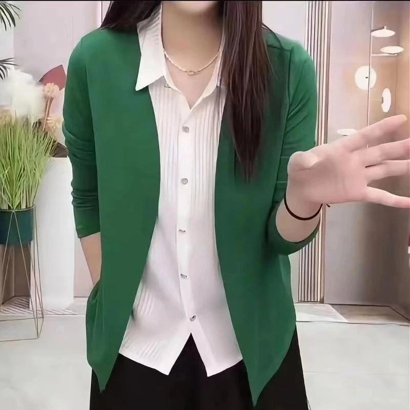 秋冬衬衫假两件气质款显身材减龄小衫舒适亲肤开衫打底内搭针织衫