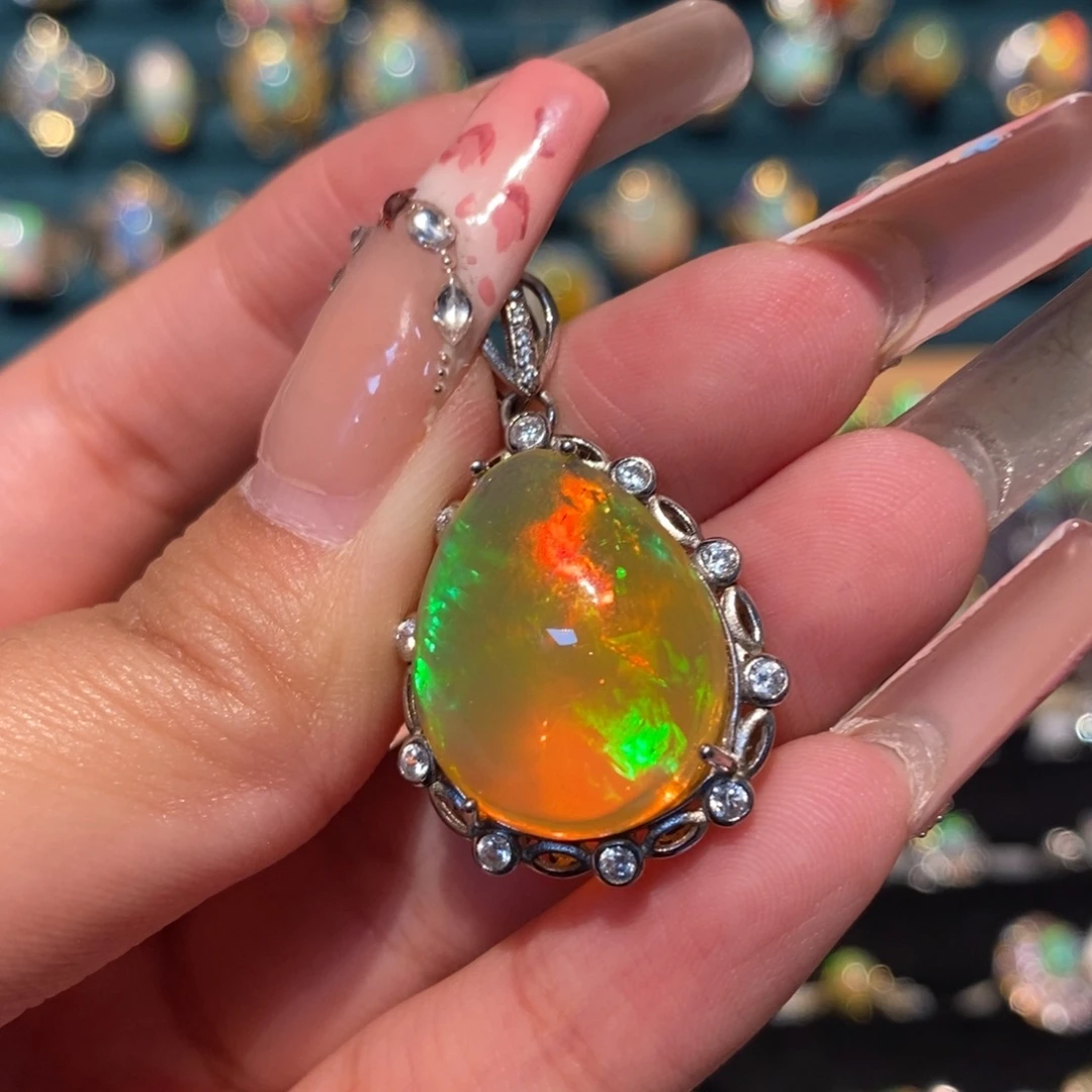 欧泊银S925镶嵌吊坠