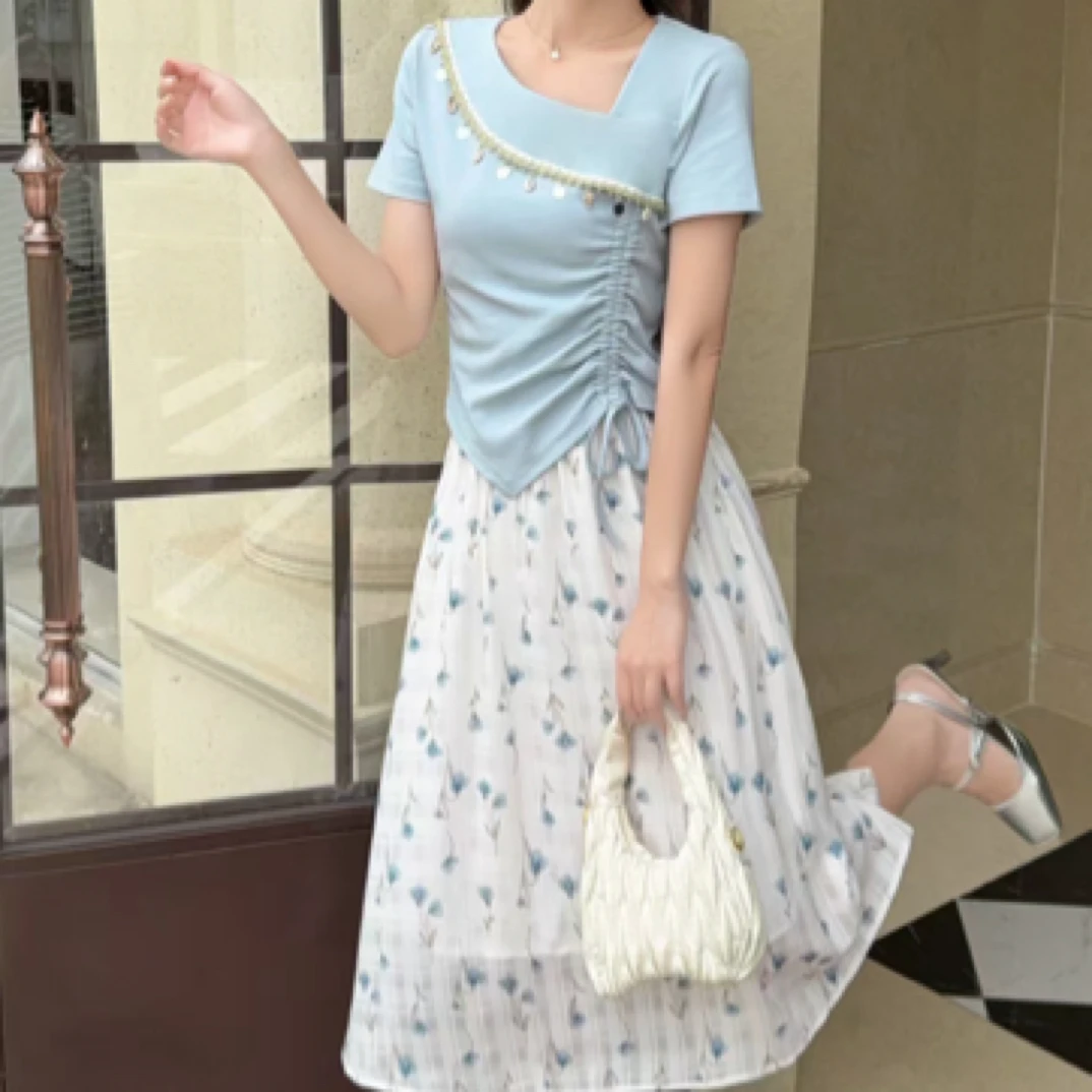 气质连衣裙百褶套装法式显瘦休闲风时尚套装轻熟风