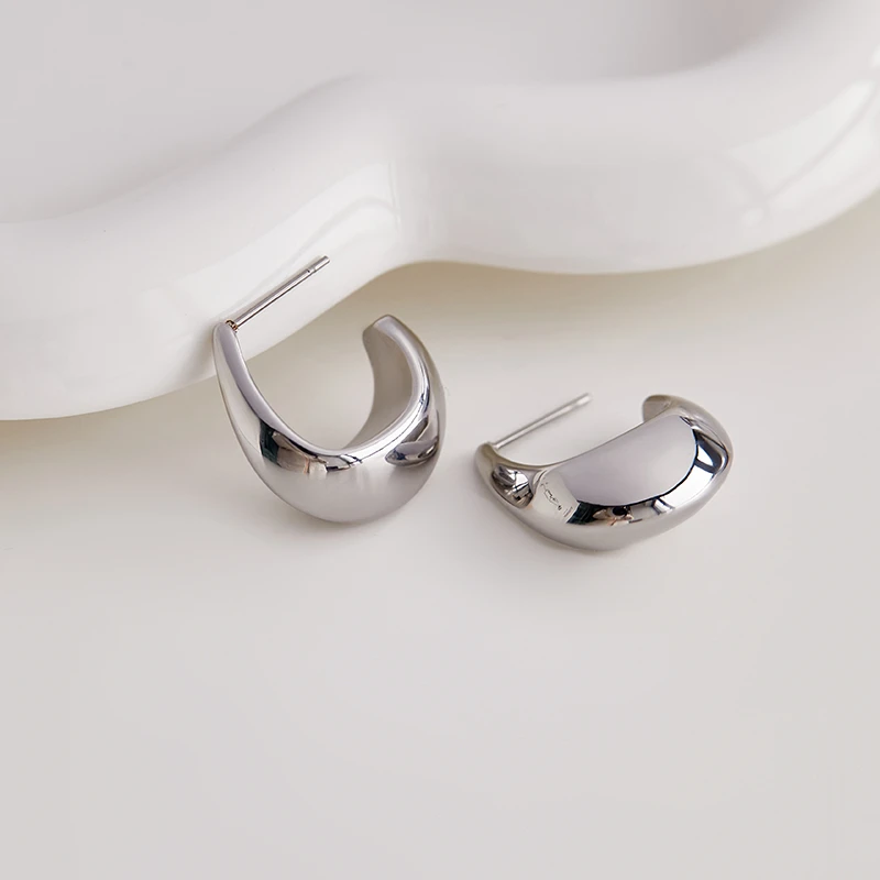 钛钢耳饰 简约厚实弧形水滴垂落日常搭配冷淡风气质时尚百搭轻奢
