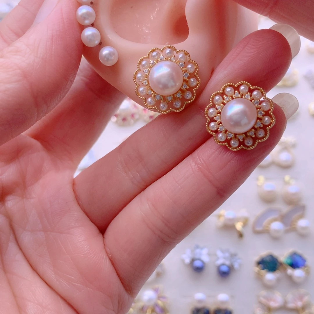 合金淡水珍珠耳饰