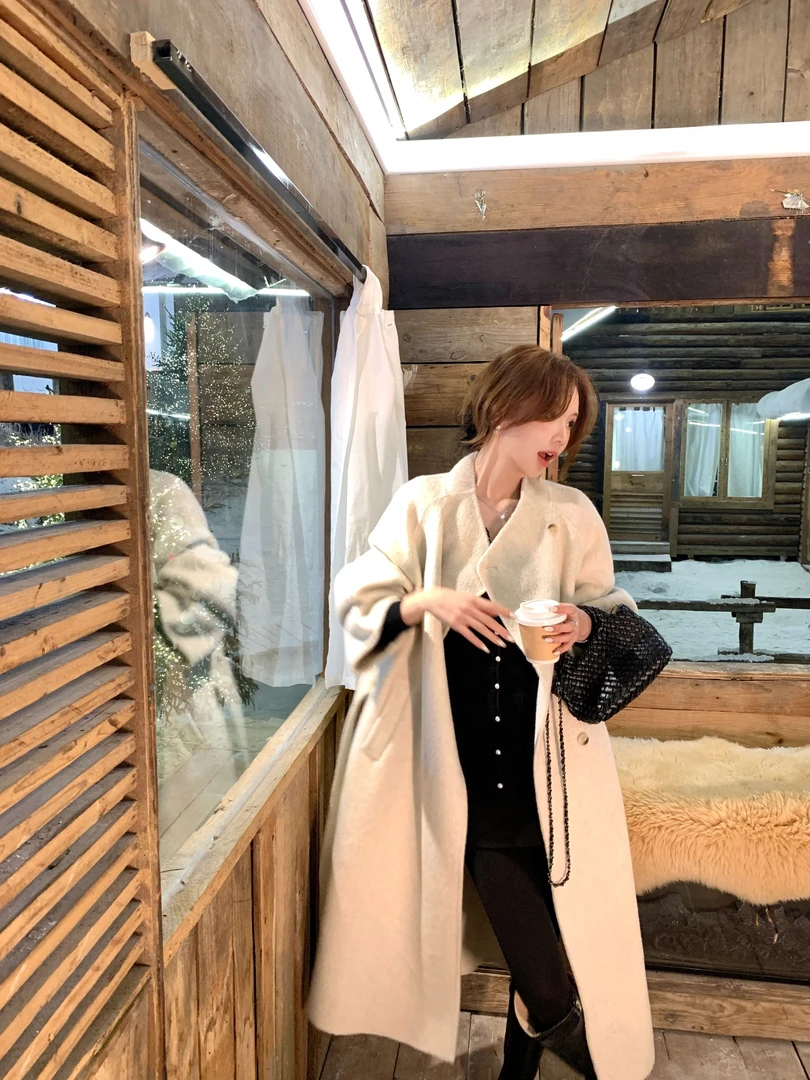 【芝士Cheese】曼切斯特街道 双面70羊毛插肩袖冬季毛呢中长款大衣