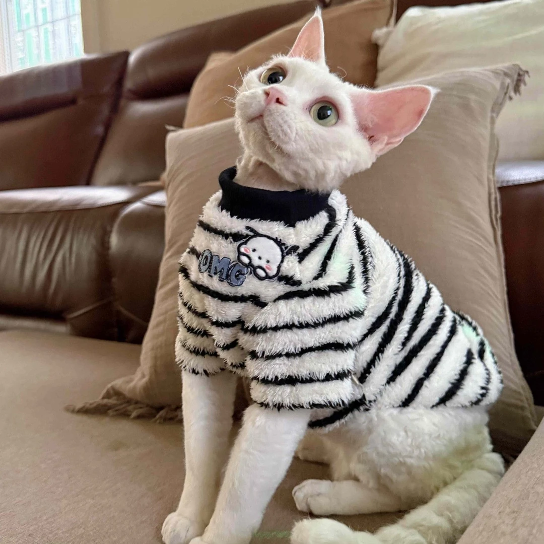 冬天加厚保暖毛绒衣斯芬克斯无毛猫衣服德文猫幼猫防寒防掉毛背心