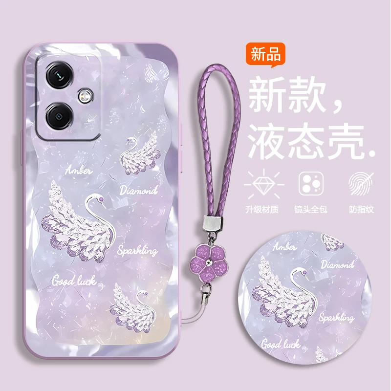 适用红米Note12rpro手机壳22101317C水晶天鹅全包镜头创意新款潮
