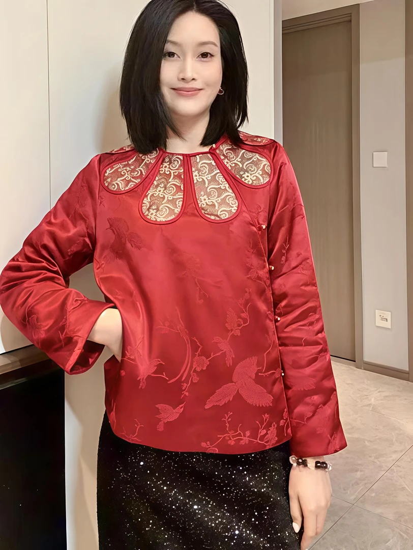 【新年红云肩】新年服人丝提花上衣加棉新中式复古经典国风新春