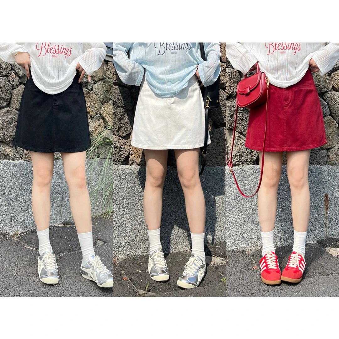 裂渡宣宣【出逃辣妹】微胖大码女春夏百搭显瘦休闲牛仔半裙ZY503F73