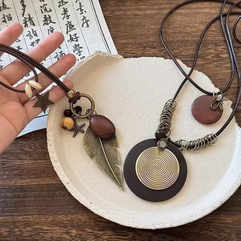 合金亚克力项链 项链女新中式异域民族风高级感长款毛衣链配饰