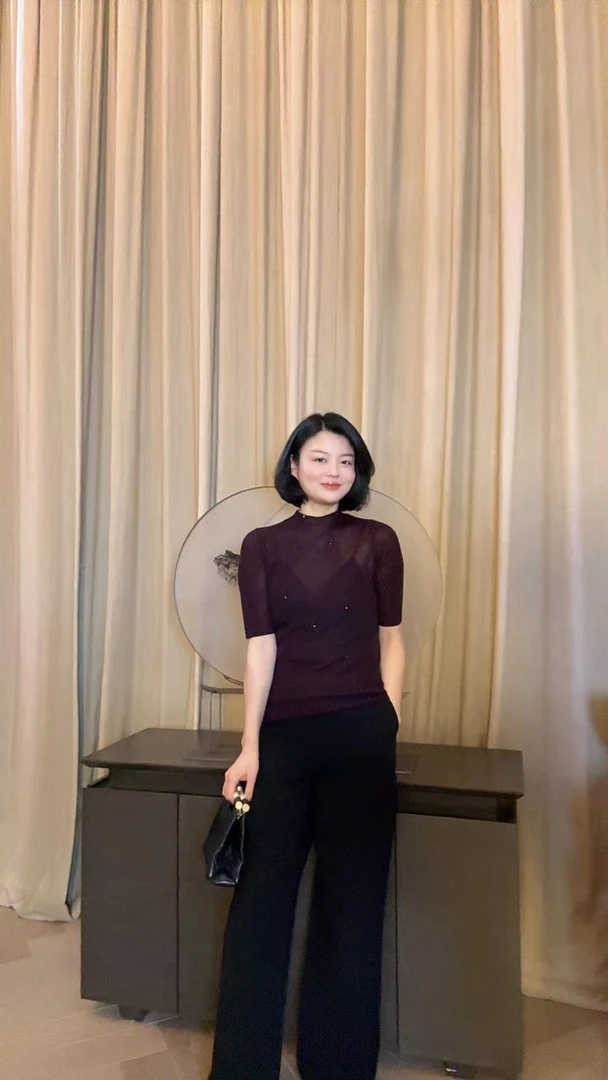 TANTAN 百搭显瘦气质短袖水溶羊毛T恤2567