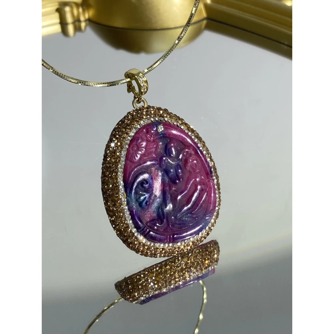 铜合金合成锆石吊坠 TTSD 紫色时尚潮流百搭款吊坠项链 674