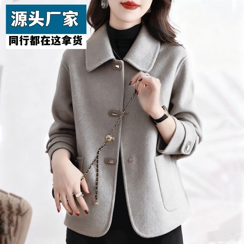 梵乐芬高端女装双面呢大衣秋冬韩版显瘦呢子毛呢小个洋气短款双面