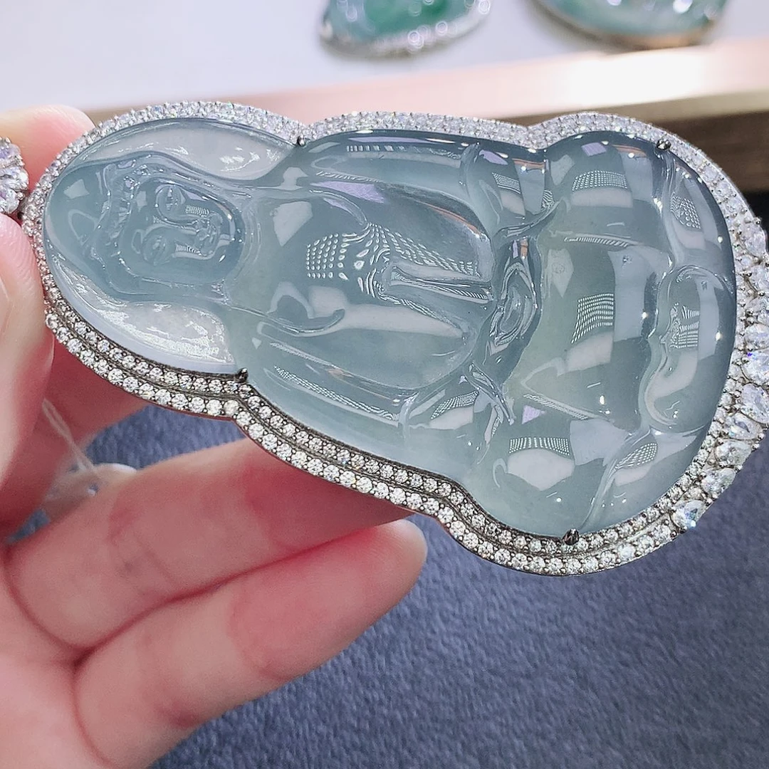 翡翠银S925镶嵌挂件翡翠