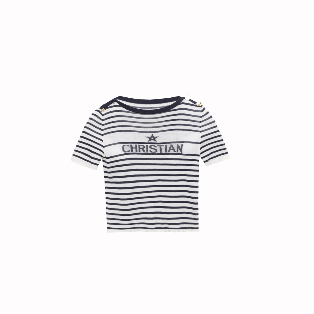 2025春夏新款 条纹短袖 女士圆领T恤衫（D05DD54DT01）