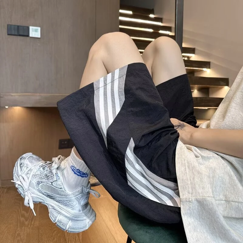 速干篮球运动短裤男款夏季透气侧边条纹潮流休闲百搭宽松五分裤子