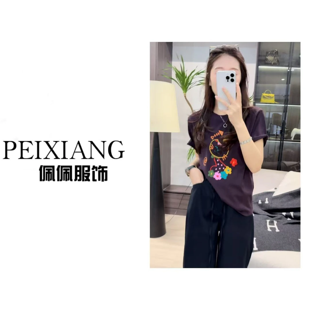 佩佩PD 【小猫短袖T】T恤 T18119 6036297显瘦时尚休闲百搭圆领春夏