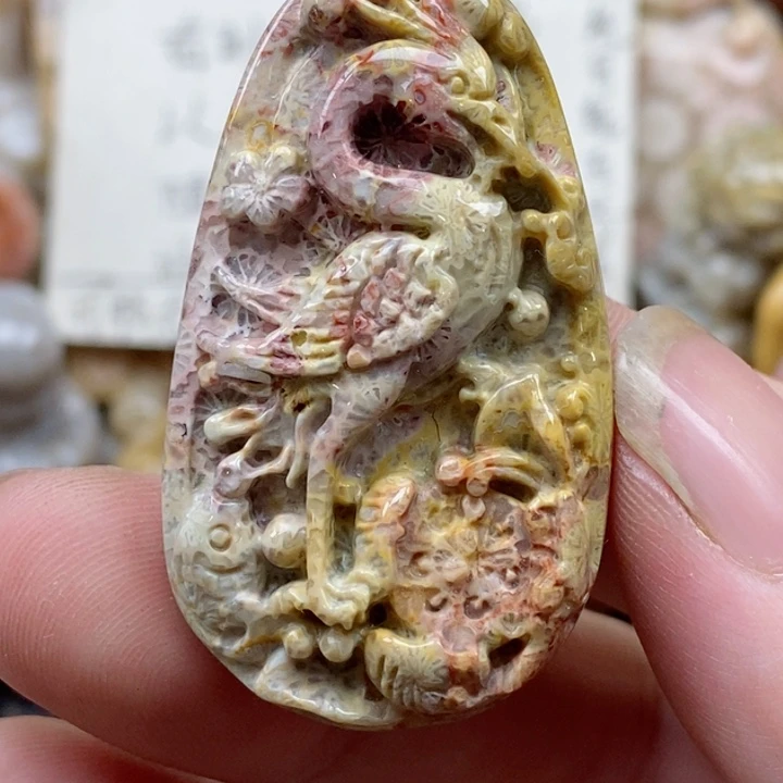 颈饰未镶嵌硅化珊瑚（珊瑚玉）小