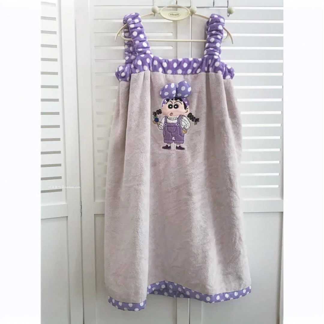 蜡笔小新超吸水超柔软不掉毛速干浴巾浴袍绣花加厚家用洗澡可爱