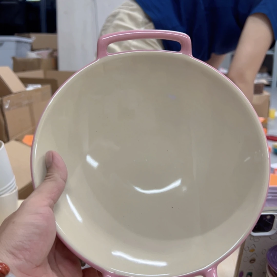 小姐姐家瓷器好漂亮粉色双耳盘