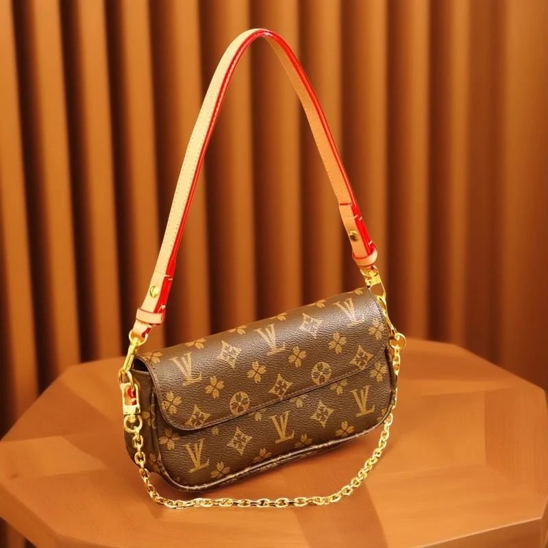 香港精选轻奢2026老花腋下包欧美时尚奢侈品单肩手提斜挎链条包女