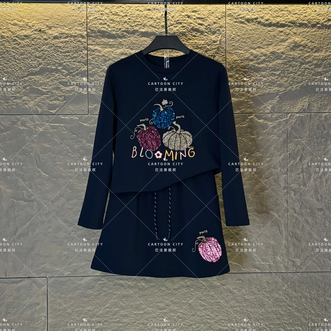 LLVD-B93秋季新品丨<显瘦设计>长袖卫衣重工套装两件套