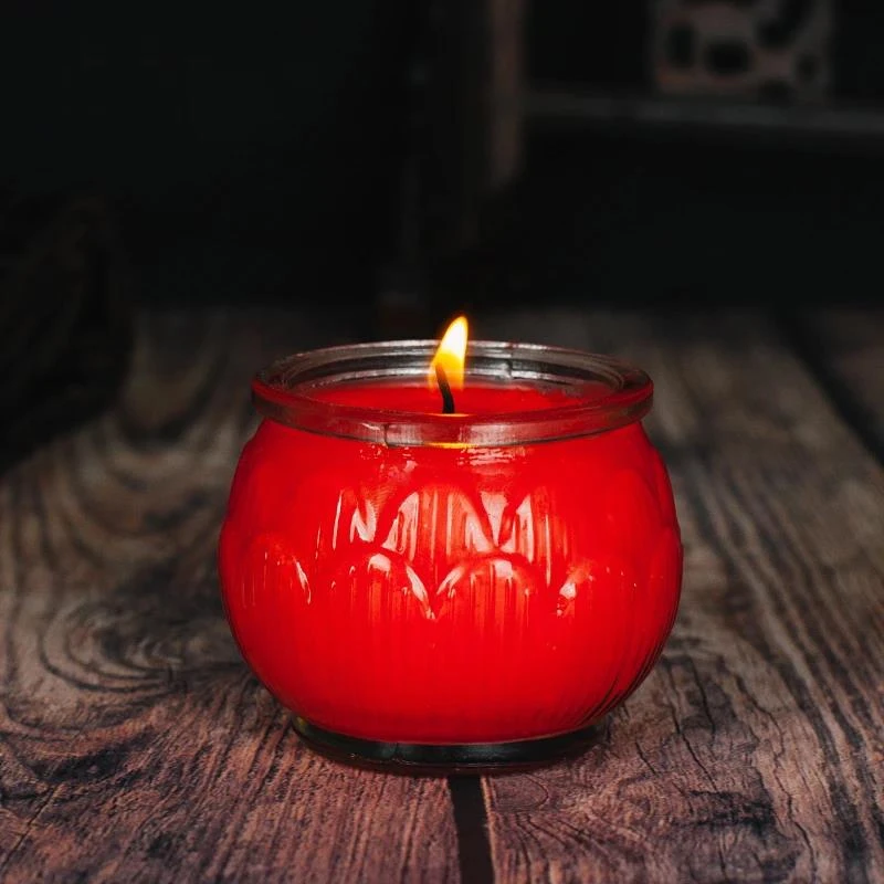 无烟蜡烛玻璃固体平口酥油灯圆形环保无味家用可燃约24小时无黑烟