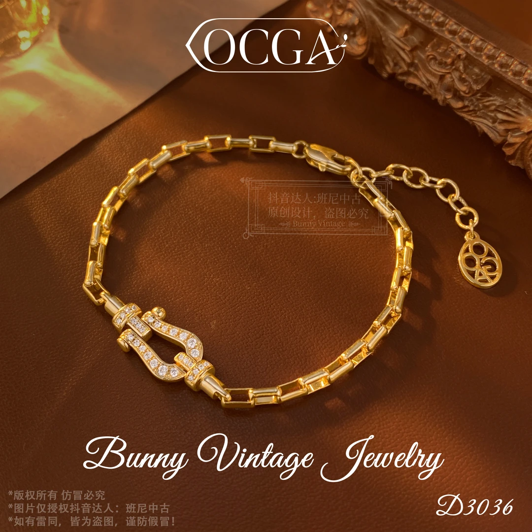 镀K金D3036 法【马蹄扣】夏OCGA 欧斯伽斯 手链